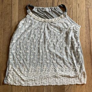 Maurices Gray and Cream Lace Tank Top